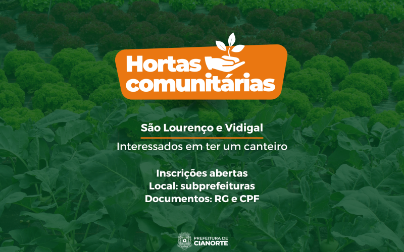 Interessados em canteiro nas hortas comunitárias dos distritos devem procurar as subprefeituras