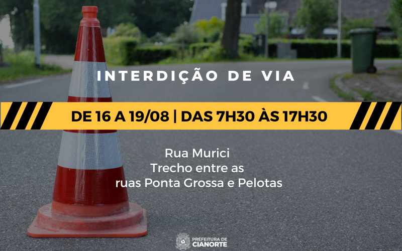 Trecho da Rua Murici está interditado para serviços de poda