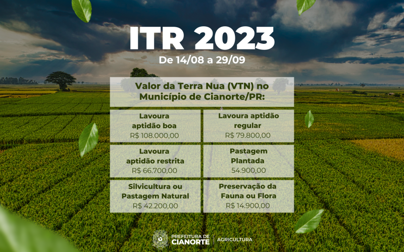 Prazo para declaração do ITR começa nesta segunda-feira