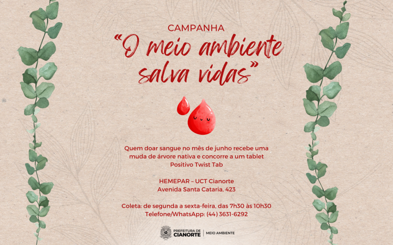 Campanha visa incentivar a doação de sangue durante junho