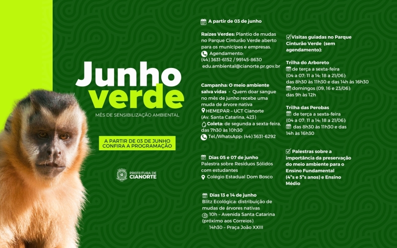 Junho Verde tem programação voltada à sensibilização ambiental