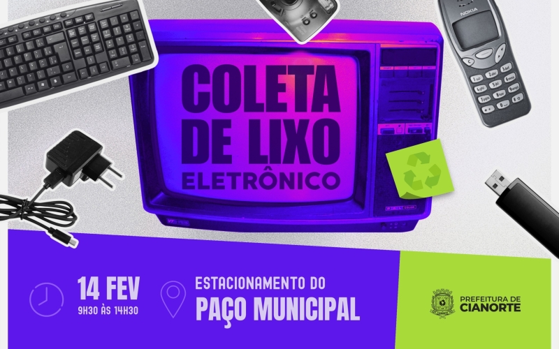 Sábado tem coleta de lixo eletrônico em Cianorte