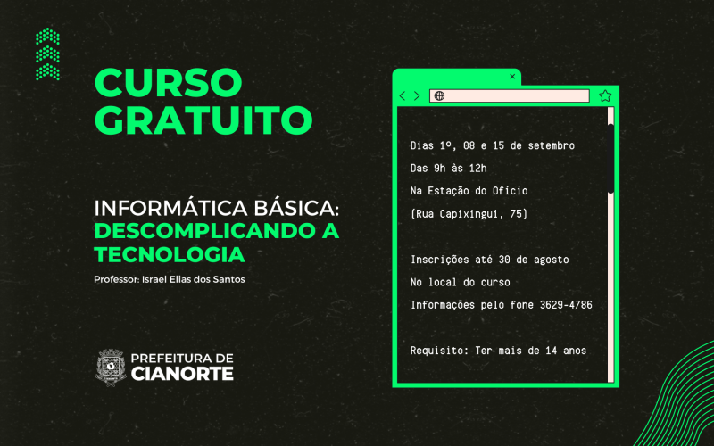 Estação do Ofício oferece curso gratuito de informática básica 