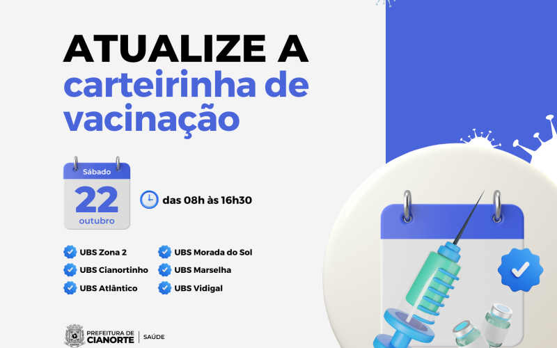 UBSs abrem neste sábado para atualização da carteirinha de vacinação