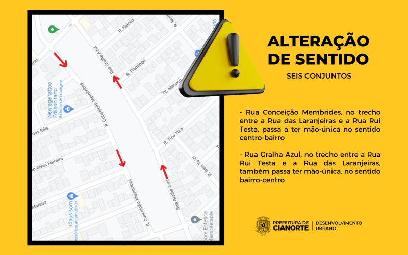 No Seis Conjuntos, trechos das Ruas Laranjeiras e Rui Testa passam a ter sentido único