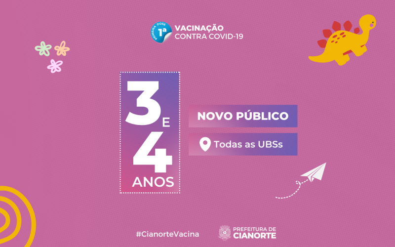 Cianorte inicia vacinação contra Covid-19 para crianças de 3 e 4 anos