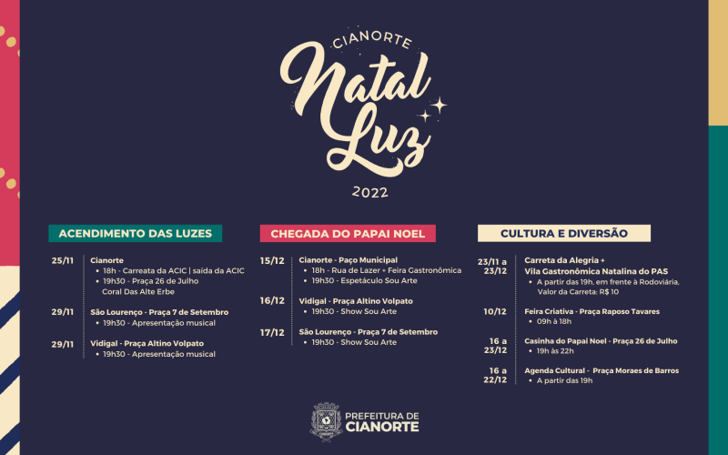 Sexta-feira tem acendimento das luzes de Natal em Cianorte