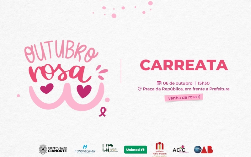 Sexta-feira tem carreata do Outubro Rosa 