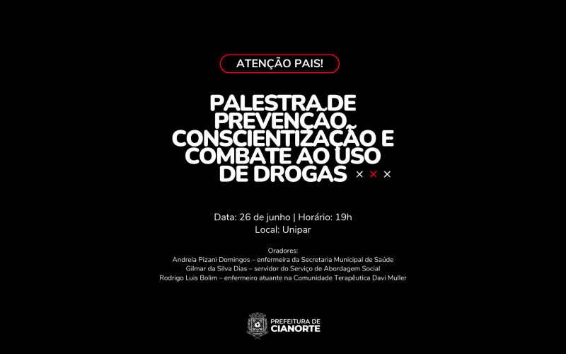 Última semana de inscrição para palestra sobre o uso de drogas