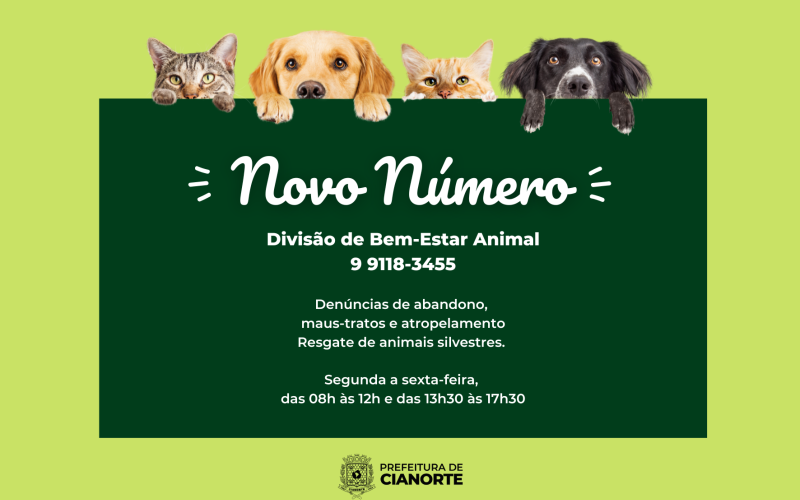 Divisão de Bem-Estar Animal tem novo telefone