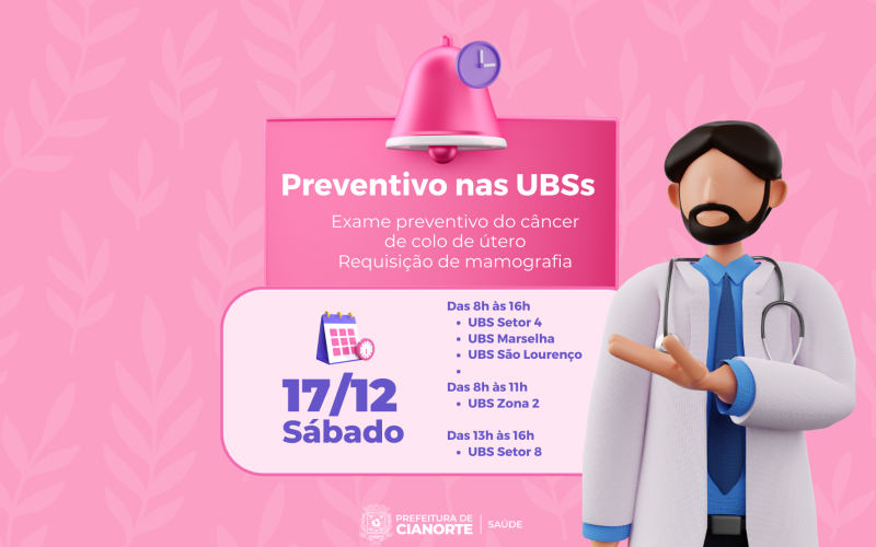 Sábado tem atendimento especial para mulheres em cinco Unidades Básicas