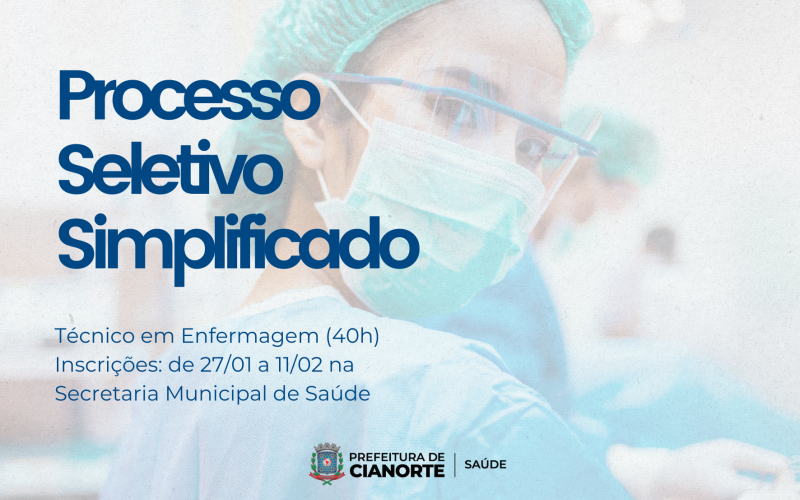Prazo de inscrição em PSS para técnico de enfermagem encerra sexta-feira