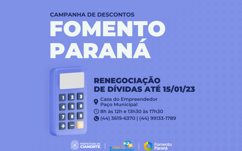Últimos dias para descontos em renegociação de dívidas com a Fomento Paraná