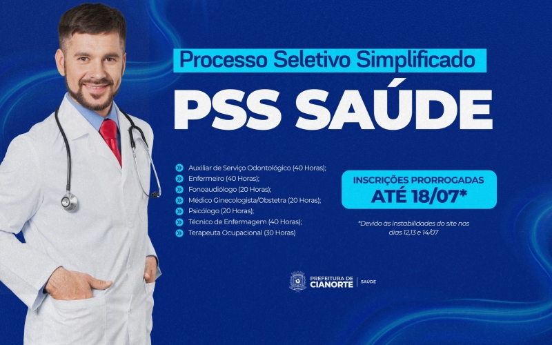 PSS da Saúde tem inscrições prorrogadas