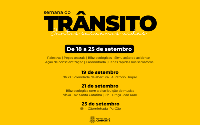 Cianorte tem programação especial para a Semana do Trânsito