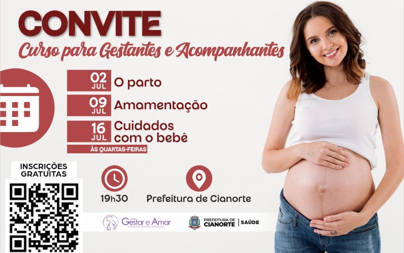 Últimos dias de inscrição para o curso gratuito para gestantes e acompanhantes 