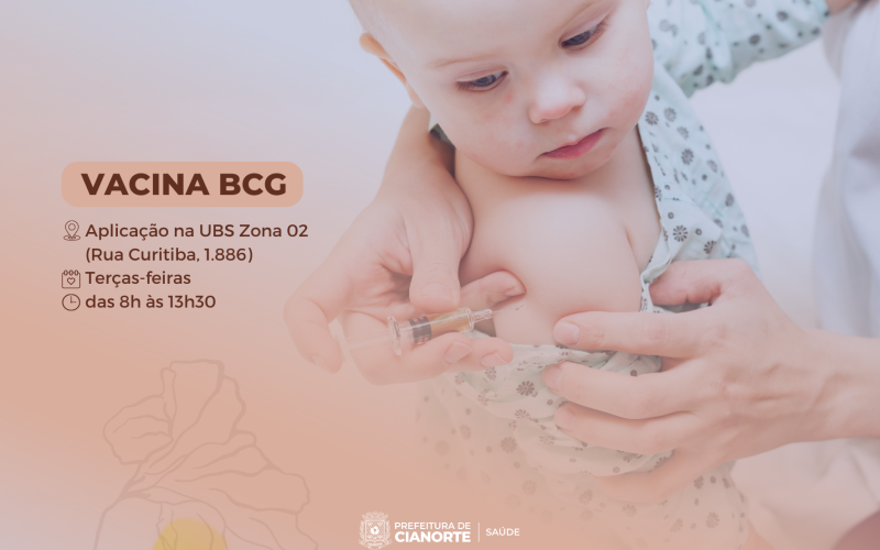 Vacina BCG está disponível na UBS da Zona 02 às terças-feiras