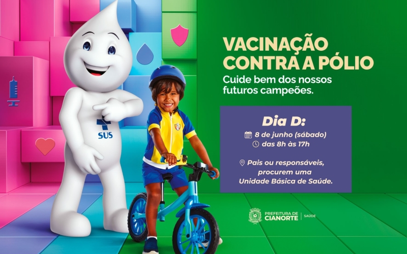 Cianorte tem Dia D contra a poliomielite neste sábado