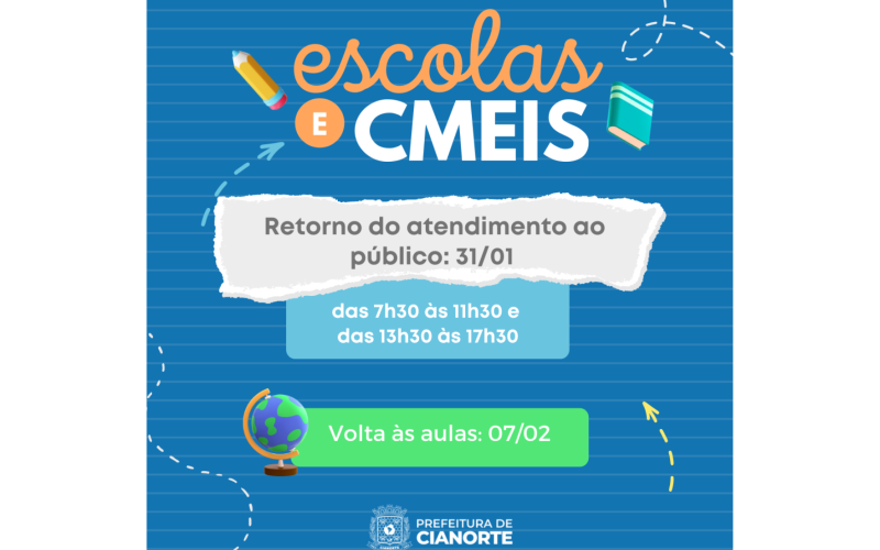 Secretarias escolares retornam com atendimento na segunda-feira